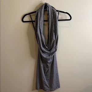 Halter backless striped dress